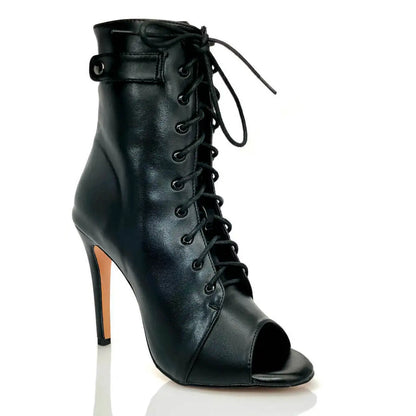 Women's Latin Dance Boots – Stiletto Heel Lace-Up Ballroom Dance Shoes
