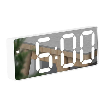 Digital LED Alarm Clock – Mirror Display, Voice Control & Snooze