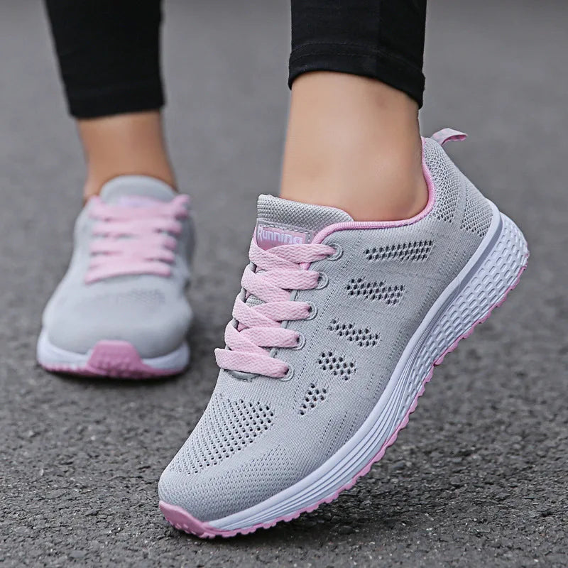 Women's Breathable Mesh Sneakers – Lightweight Flat Casual Walking Shoes