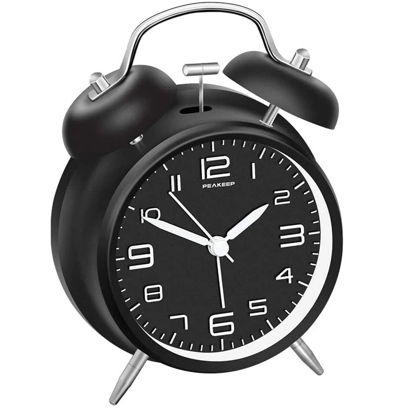 Twin Bell Alarm Clock – 4 Inch Loud Retro Desk Clock with Backlight