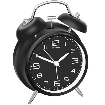 Twin Bell Alarm Clock – 4 Inch Loud Retro Desk Clock with Backlight