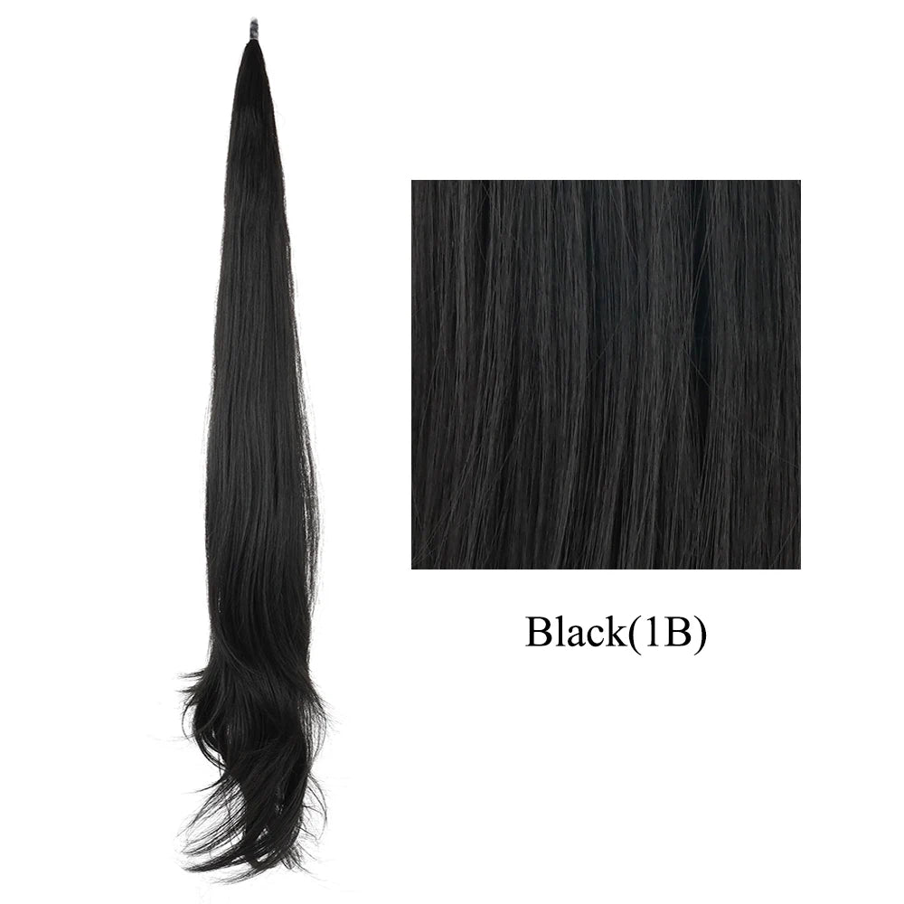 Long Layered Ponytail Synthetic Hair Extension 32 Inch Flexible Wrap-Around