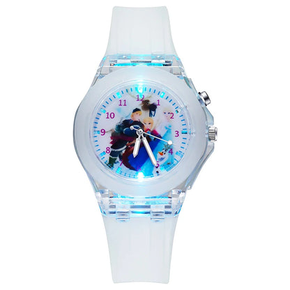 Disney Princess Kids Watch with Flash Light – Silicone Strap, Girls