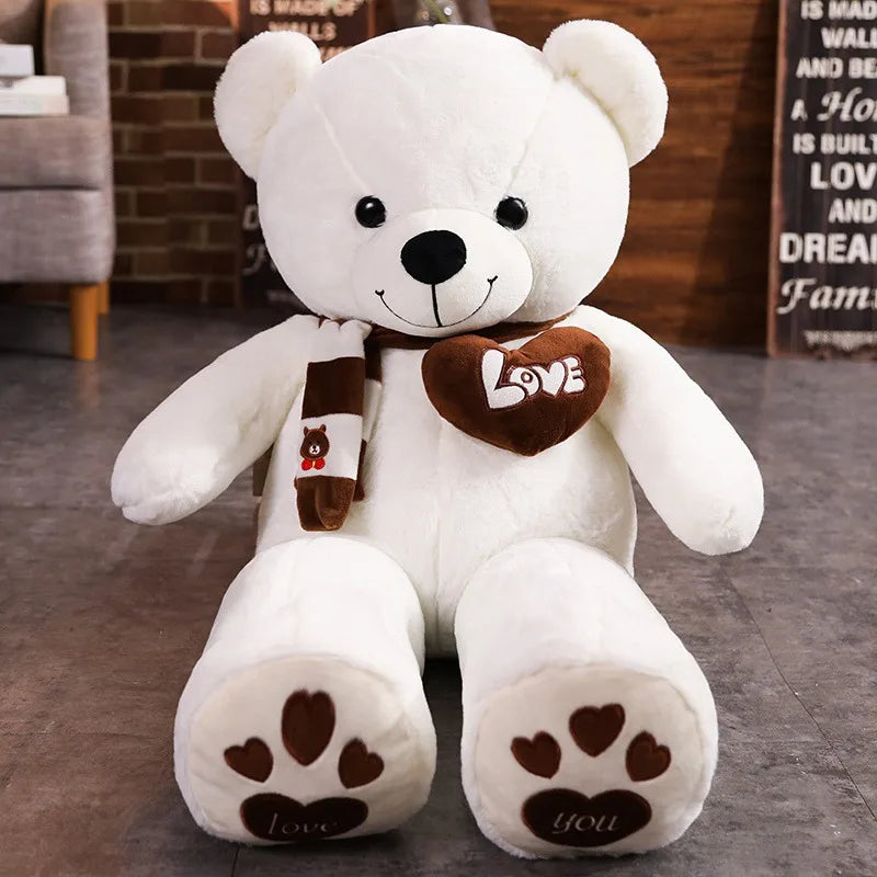 Teddy Bear Plush Toy with Scarf & Love Heart – 31.5in Stuffed Animal