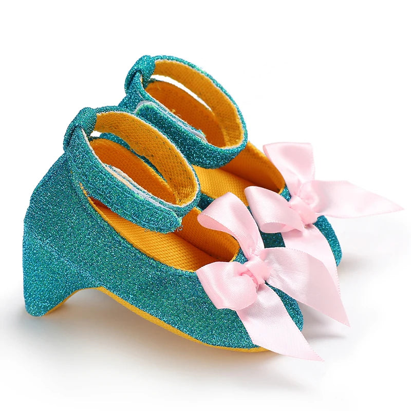 Baby Girl Heel Shoes – Princess Bow Crib Shoes for Newborns 0-12M