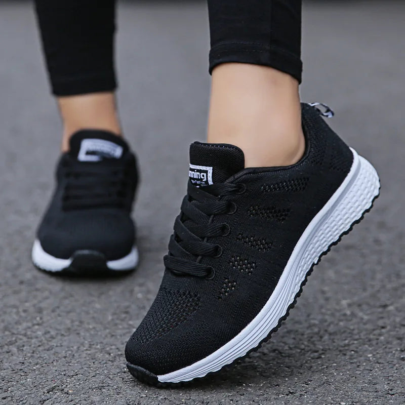 Women's Breathable Mesh Sneakers – Lightweight Flat Casual Walking Shoes
