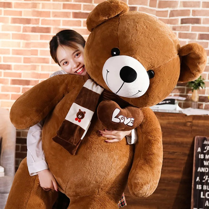 Giant Teddy Bear Plush Stuffed Animal with Scarf & Love Heart
