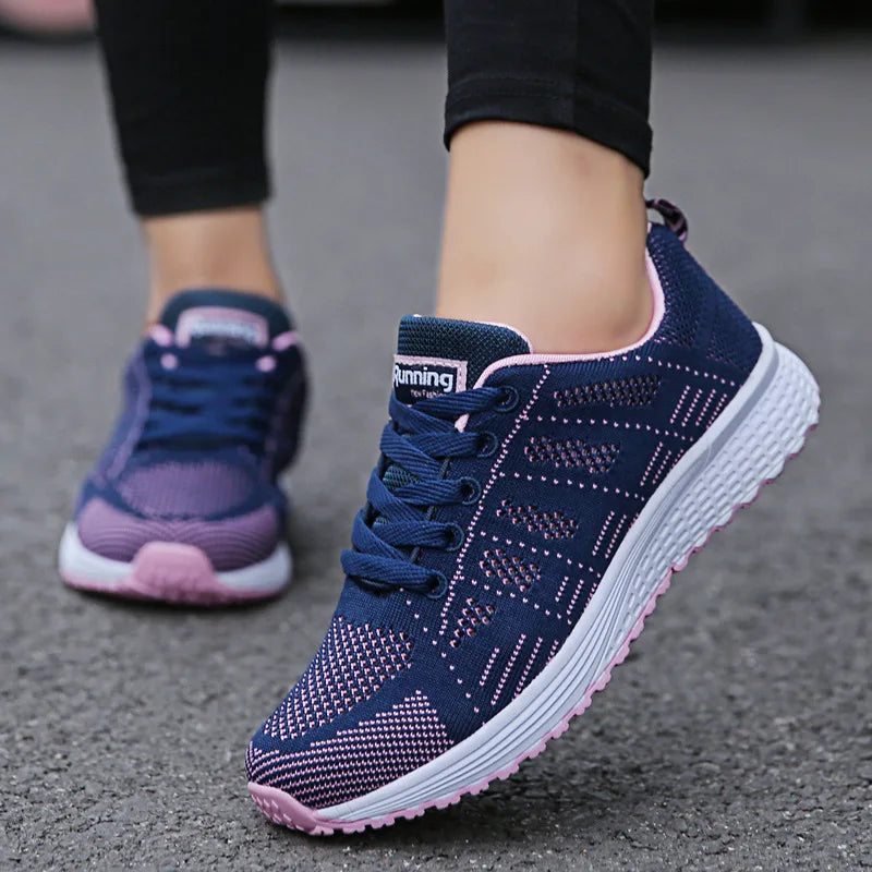 Women's Breathable Mesh Sneakers – Lightweight Flat Casual Walking Shoes