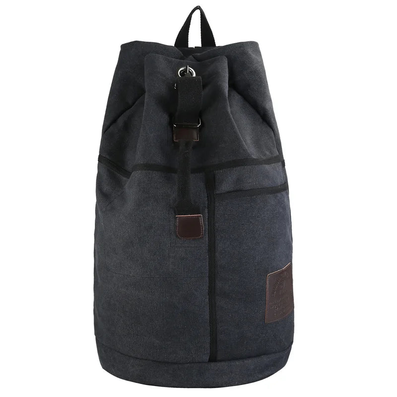 Large Canvas Bucket Backpack for Travel & Hiking
