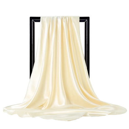 Satin Silk Scarf for Women – Solid Color Shawl & Hijab Wrap