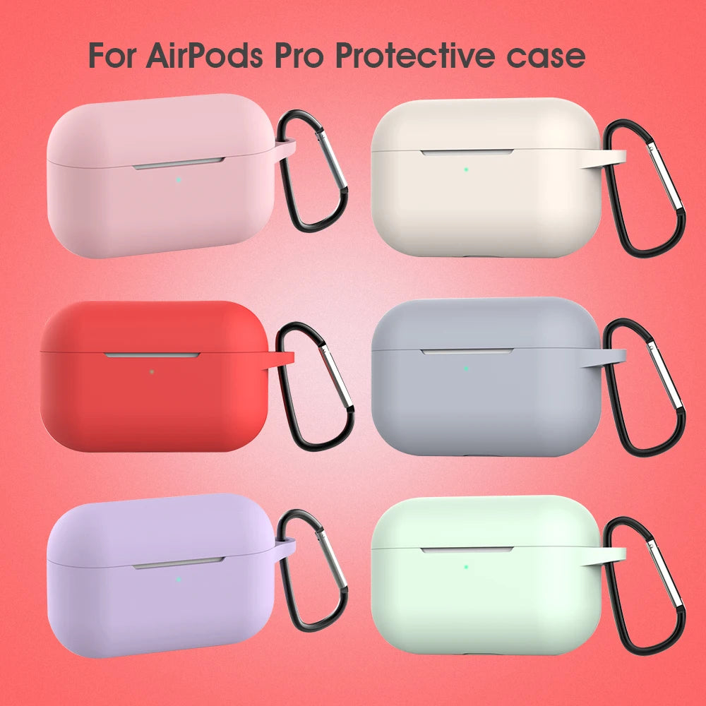 Silicone AirPods Case with Carabiner Hook – Soft Protective Cover