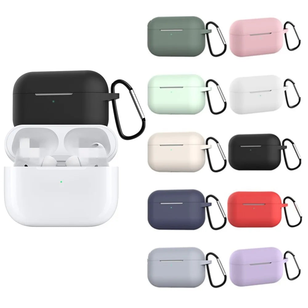 Silicone AirPods Case with Carabiner Hook – Soft Protective Cover