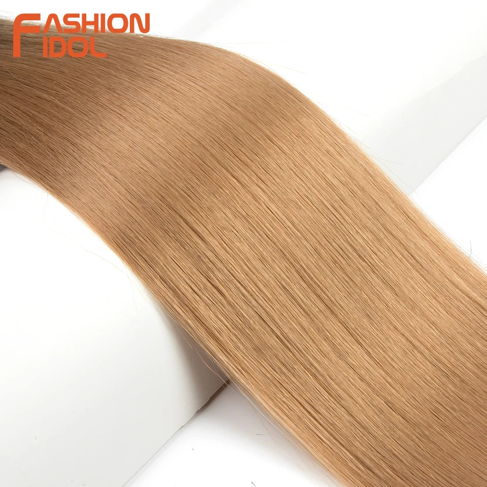 Bone Straight Synthetic Hair Extensions Bundles 24-36 Inch