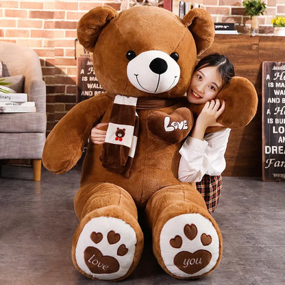 Giant Teddy Bear Plush Stuffed Animal with Scarf & Love Heart