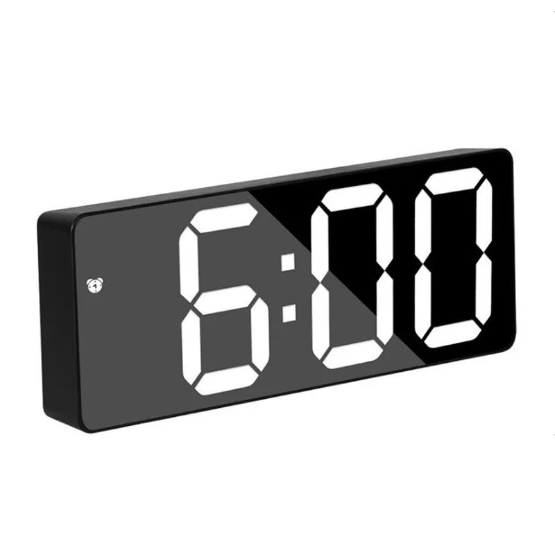Digital LED Alarm Clock – Mirror Display, Voice Control & Snooze