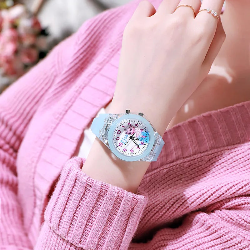 Kids Light-Up Watch Disney Frozen Elsa Girls Silicone Strap