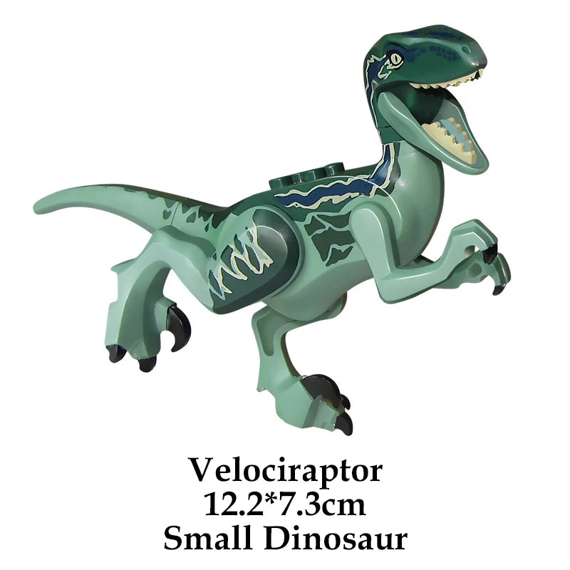 Jurassic Dinosaur Building Blocks Figures – T-Rex Raptor Triceratops MOC Models