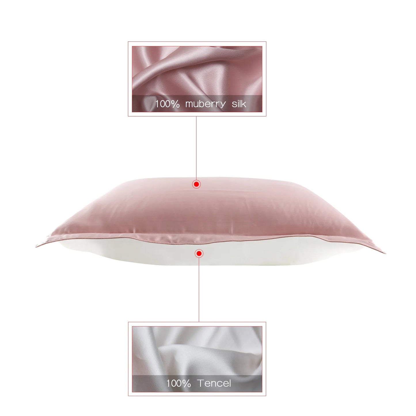 100% Mulberry Silk Pillowcase – Pure Silk Front & Lyocell Back