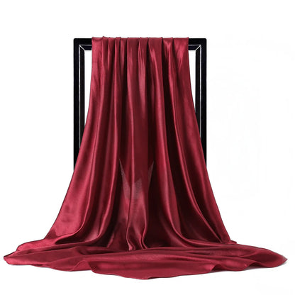 Satin Silk Scarf for Women – Solid Color Shawl & Hijab Wrap