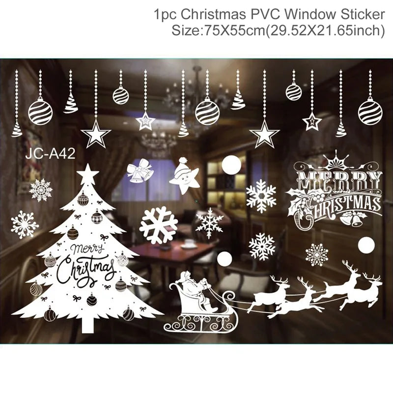 Christmas Window Wall Stickers – Festive PVC Decals
