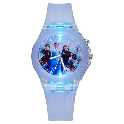 Kids Light-Up Watch Disney Frozen Elsa Girls Silicone Strap