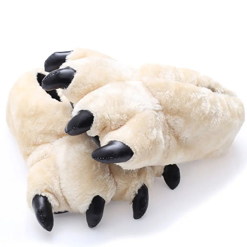 Animal Paw Slippers – Unisex Fluffy Bear Claw House Shoes