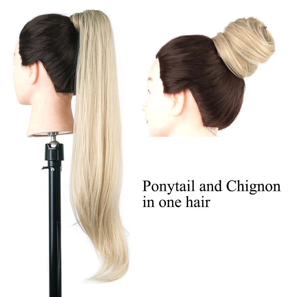 Long Layered Ponytail Synthetic Hair Extension 32 Inch Flexible Wrap-Around