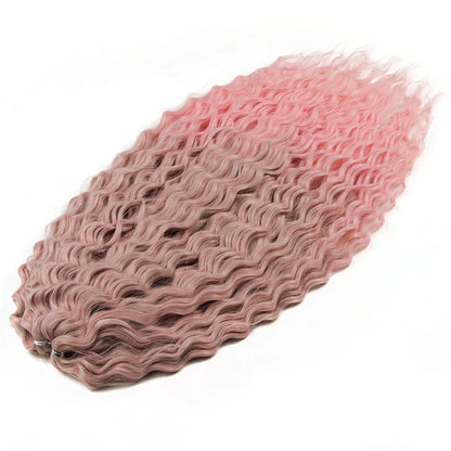 24 Inch Water Wave Crochet Braiding Hair – Synthetic Twist Curly Ombre Extensions