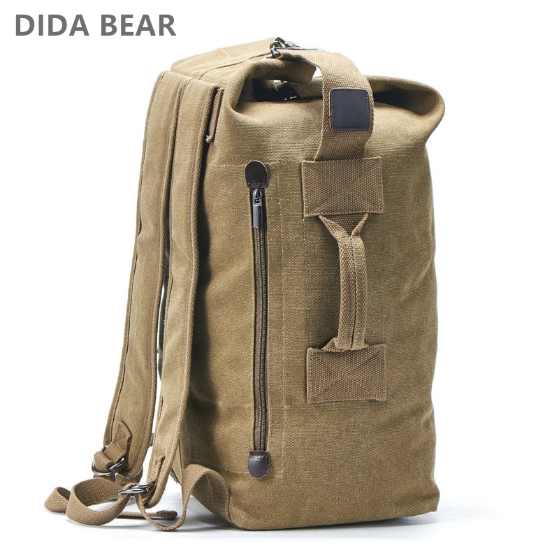 Large Capacity Canvas Backpack for Men – Travel & Hiking Rucksack