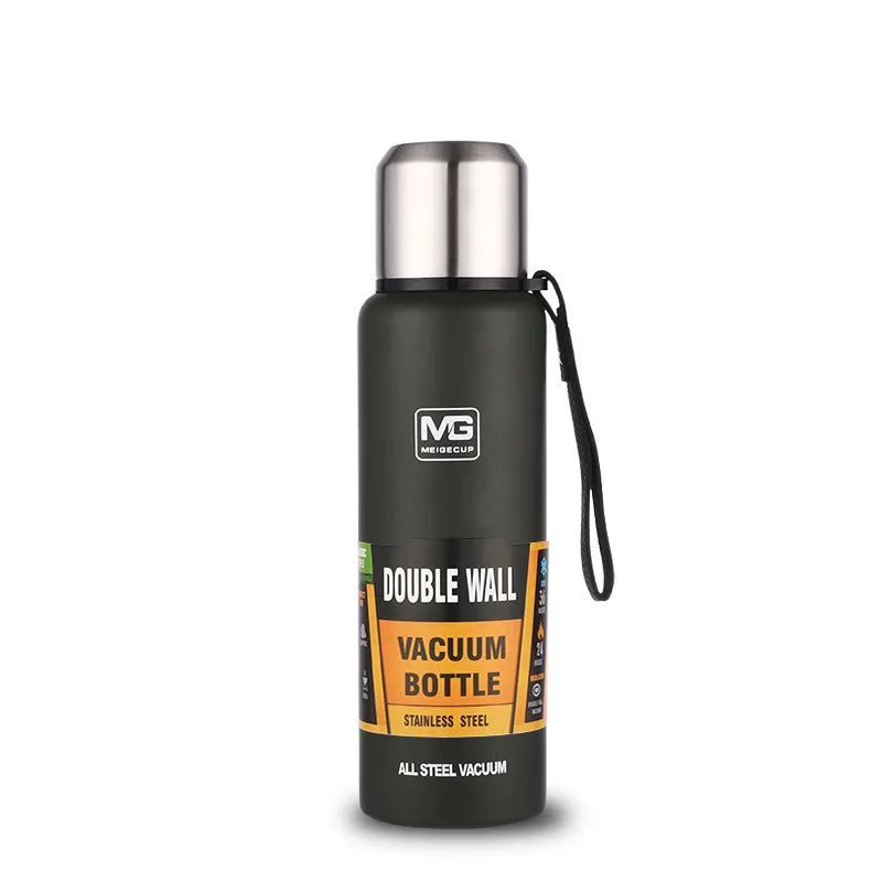 Large Capacity Stainless Steel Vacuum Flask – Insulated Thermos with Carry Bag & Rope