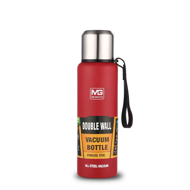 Large Capacity Stainless Steel Vacuum Flask – Insulated Thermos with Carry Bag & Rope