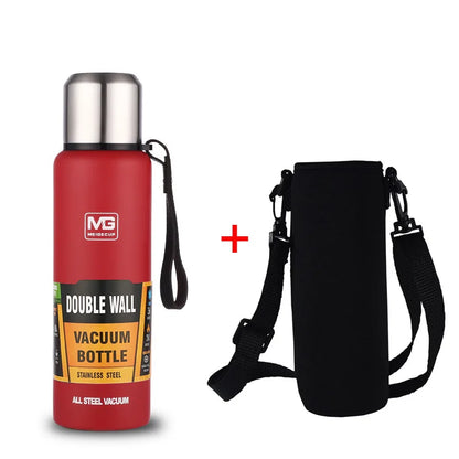 Large Capacity Stainless Steel Vacuum Flask – Insulated Thermos with Carry Bag & Rope