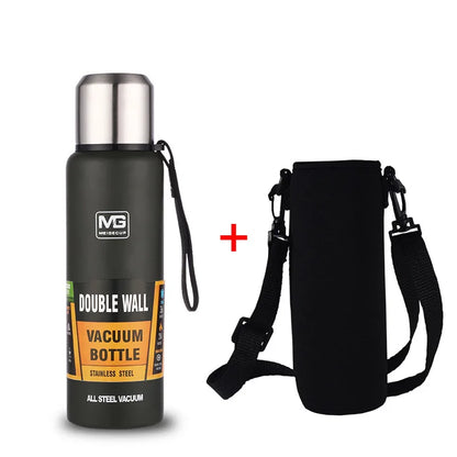 Stainless Steel Vacuum Thermos Bottle – Large Capacity Insulated Flask with Carry Bag