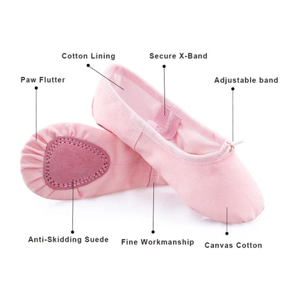 Canvas Ballet Slippers Split Sole Dance Shoes for Kids & Adults