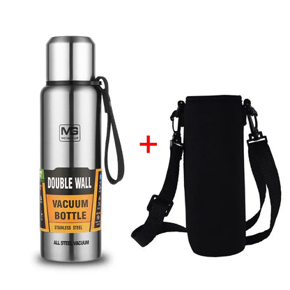 Stainless Steel Vacuum Thermos Bottle – Large Capacity Insulated Flask with Carry Bag