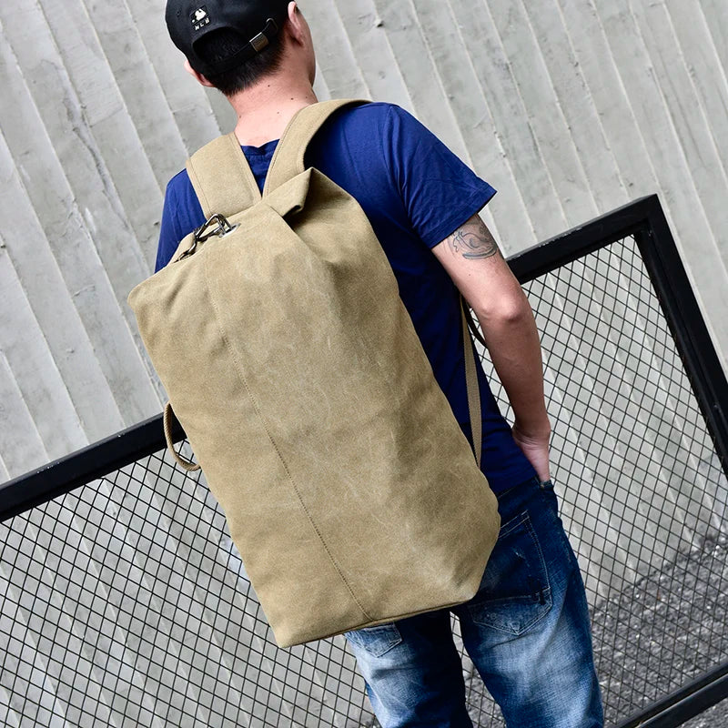 Large Capacity Canvas Backpack for Men – Travel & Hiking Rucksack