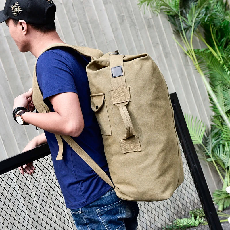Large Capacity Canvas Backpack for Men – Travel & Hiking Rucksack