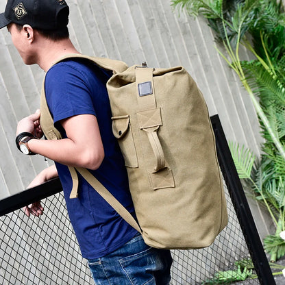 Large Capacity Canvas Backpack for Men – Travel & Hiking Rucksack