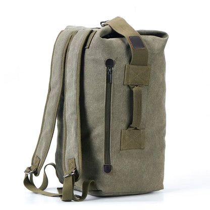 Large Canvas Bucket Backpack for Men – Travel & Mountaineering Rucksack