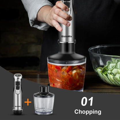 Immersion Hand Blender 1200W 4-in-1 with Chopper & Smoothie Cup