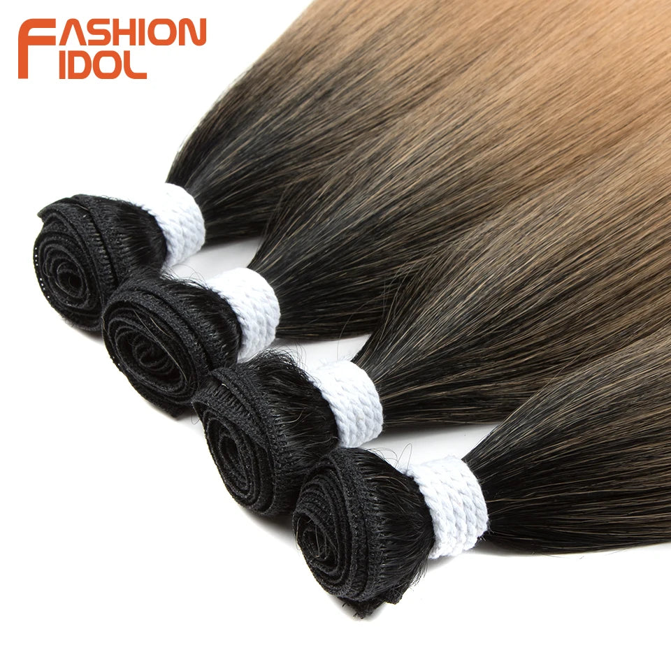 Bone Straight Synthetic Hair Extensions Bundles 24-36 Inch