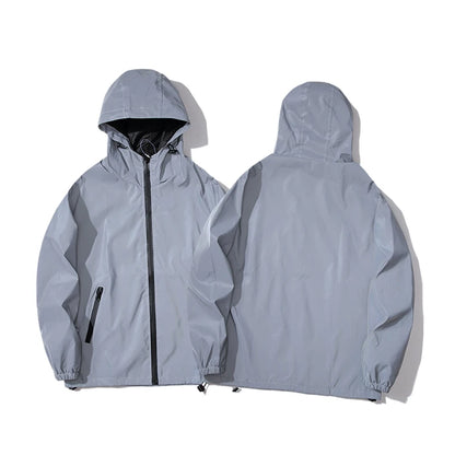 Men's Reflective Windbreaker Hooded Jacket – Waterproof Hip Hop Coat