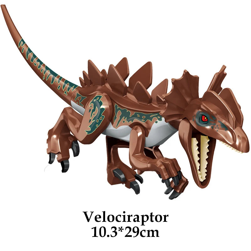 Jurassic Dinosaur Building Blocks Figures – T-Rex Raptor Triceratops MOC Models
