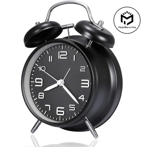 Twin Bell Alarm Clock – 4 Inch Loud Retro Desk Clock with Backlight