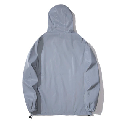 Men's Reflective Windbreaker Hooded Jacket – Waterproof Hip Hop Coat