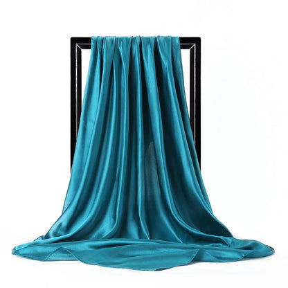 Satin Silk Scarf for Women – Solid Color Shawl & Hijab Wrap