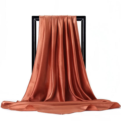 Satin Silk Scarf for Women – Solid Color Shawl & Hijab Wrap