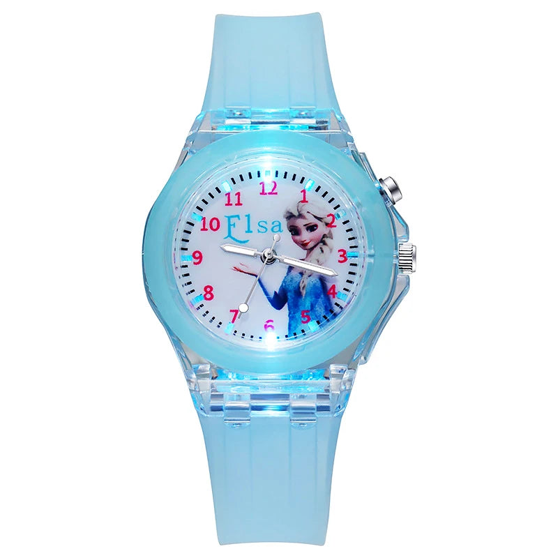 Kids Light-Up Watch Disney Frozen Elsa Girls Silicone Strap