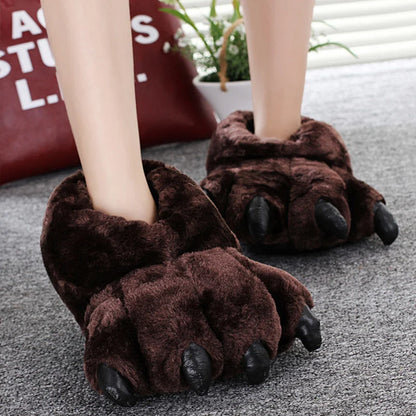 Animal Paw Slippers – Unisex Fluffy Bear Claw House Shoes