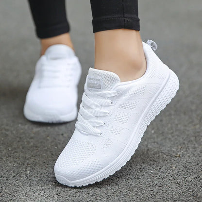 Women's Breathable Mesh Sneakers – Lightweight Flat Casual Walking Shoes